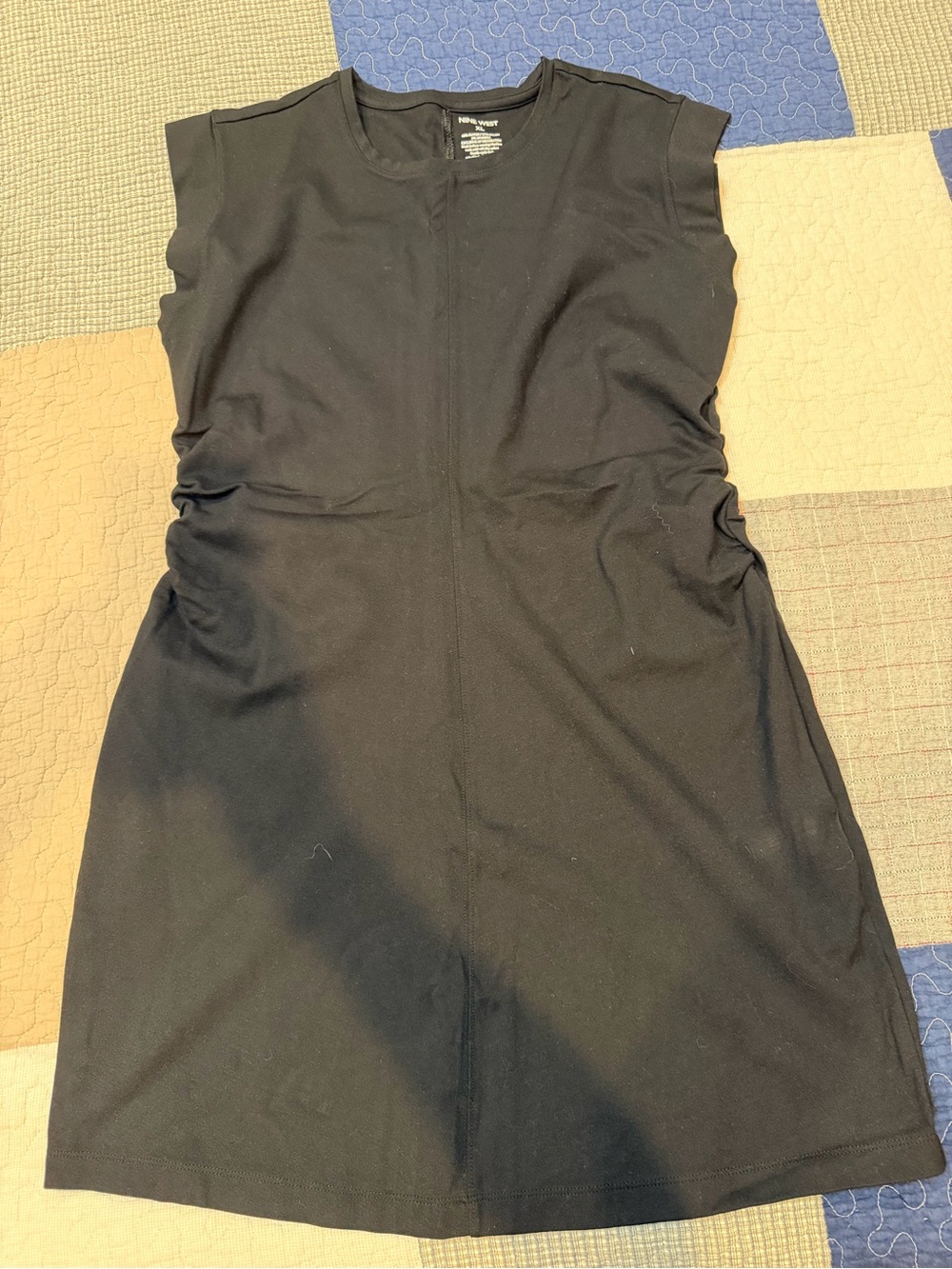 Nine West Black Midi Dress with Side Ruching XL
